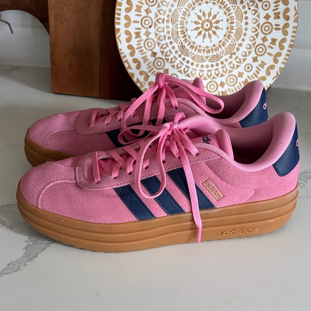 Adidas VL Court Pink and Blue Suede Sneakers